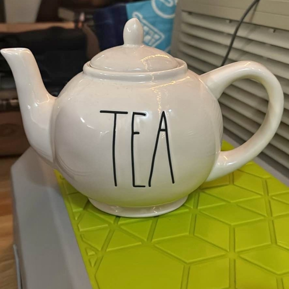 Rae Dunn White Ceramic Teapot with 'TEA' Inscription